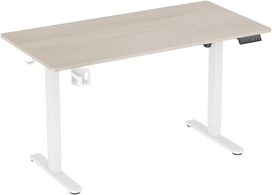 Ergolux Electric Standing Desk 140 x 70cm (Oak/White) - EL140STDOWB