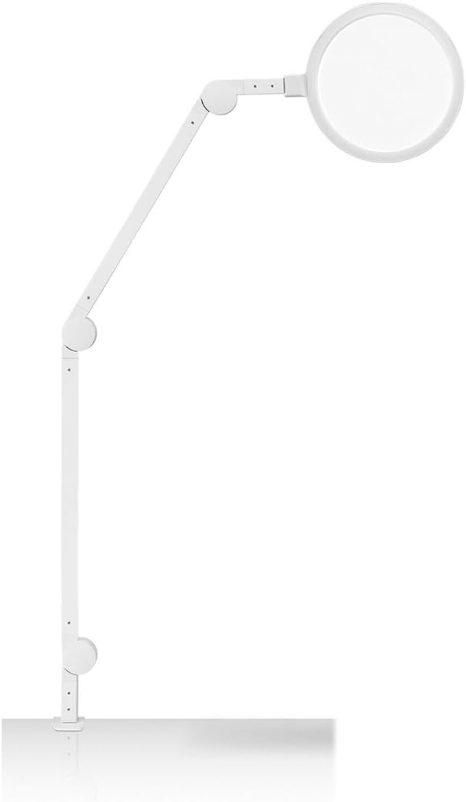 LUME CUBE Edge 2.0 LED Desk Lamp | Dimmable Home Office Desk Light with USB Charging Port & Strong Swing Arm | Adjustable Color Temperature and Brightness | Circle Webcam Light - W