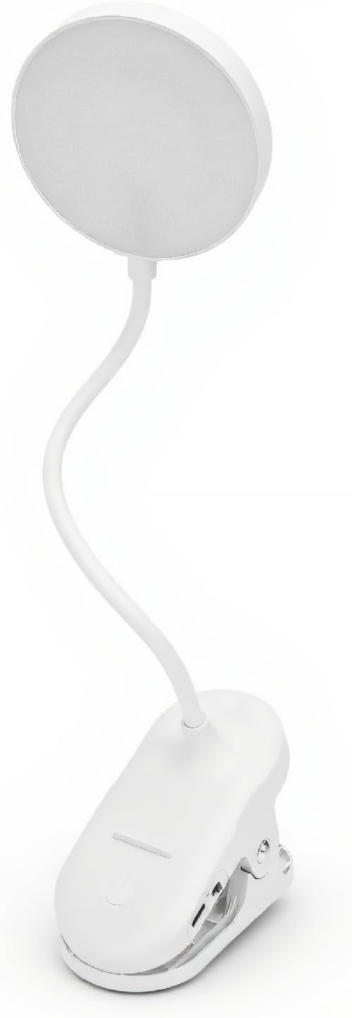 Desk Lamp with Clamp, 3 Dimmable Brightness Bed Night Light, 4000mAh Gooseneck Eye Caring Reading Lamp, for Reading, Makeup, Craft