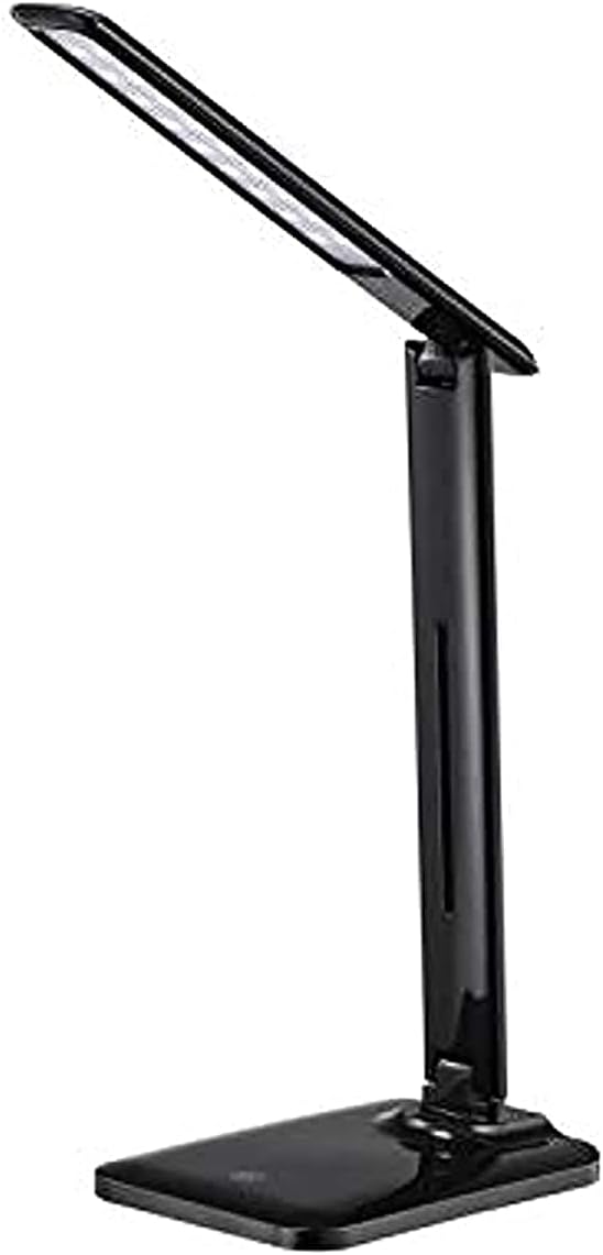 Vortex D10-BLACK LED Desk Lamp, Eye-Caring Table Lamps, Office or Study Lamp with USB Charging Port, Black, 7W, Wireless Output Power 10W, Foldable, 3 Colors Temperature Options(Bl