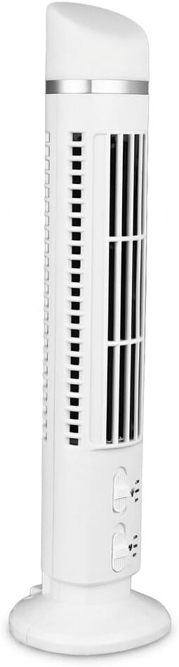 Desk Fan Bladeless Design 90 Degree Oscillating Quiet Tower Fan with Light, Safe Bladeless Desk for Home Office, Compact and Portable (White)