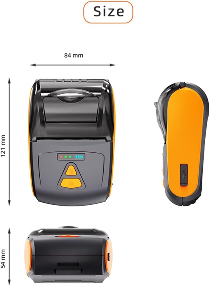 Mobile Wireless Bluetooth 4.0 58mm Thermal Printer, Portable Personal Bill POS Receipt Printer, Compatible with iOS, Android and Windows for Retail Stores Restaurants Logistics (Th