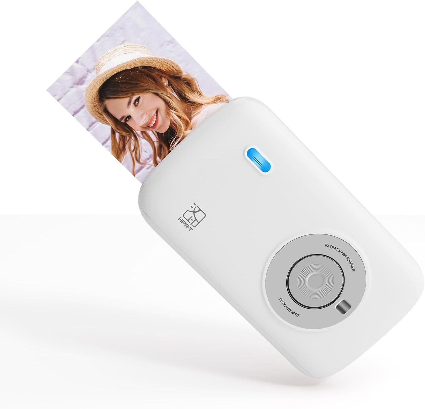 HPRT CP2100 Portable Photo Printer for iPhone & Android, 2.1x3.4 Mini Instant Color Printer, Bluetooth 5.0, Type-C Charging, Dye-Sublimation Tech, Initial 10 Sheets Included, White