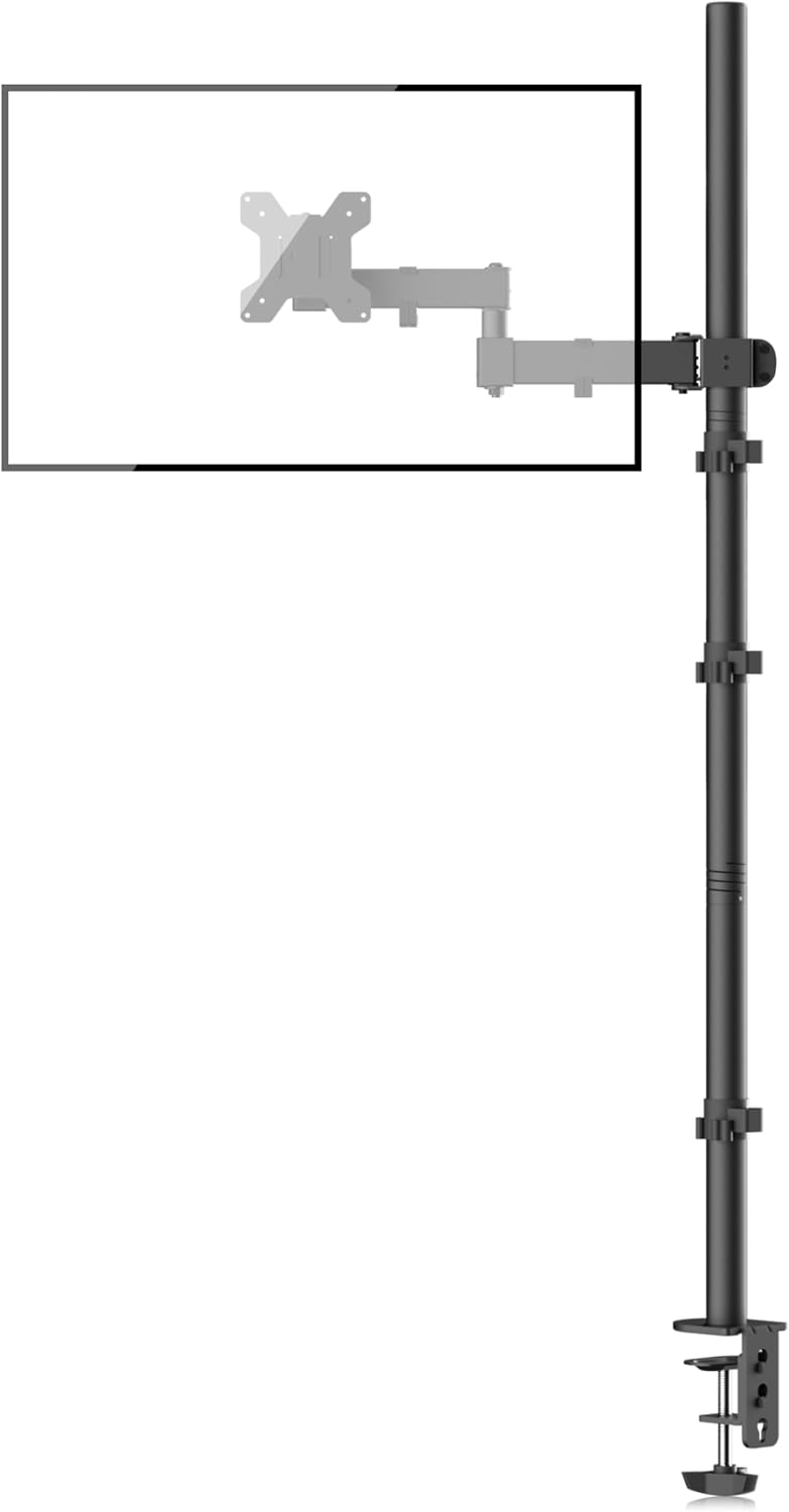 Bracwiser Monitor Mount 120cm Rod Single Fully Adjustable Arm Fits 10kg Screen for Monitor Computer Screen 13 15 17 19 20 22 23 24 26 27 30 32" VESA 75/100 (MD71221)