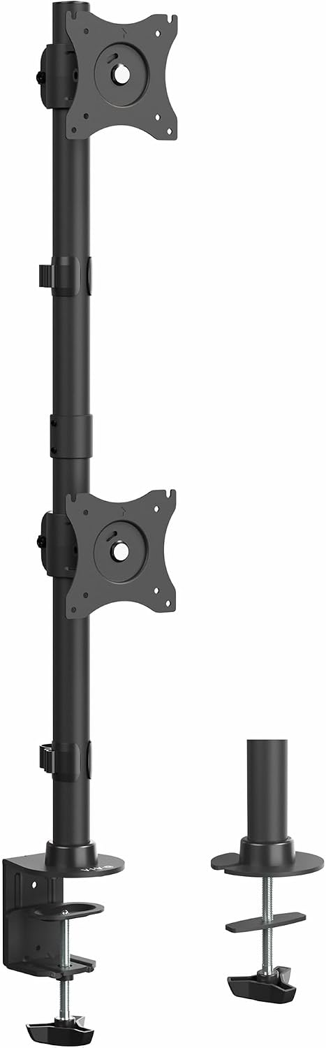 VIVO Dual Monitor Desk Mount Stand with Height Adjustment and VESA Plates for 2 LCD Ultrawide Screens up to 34 inches, Stacked Array, STAND-V002R