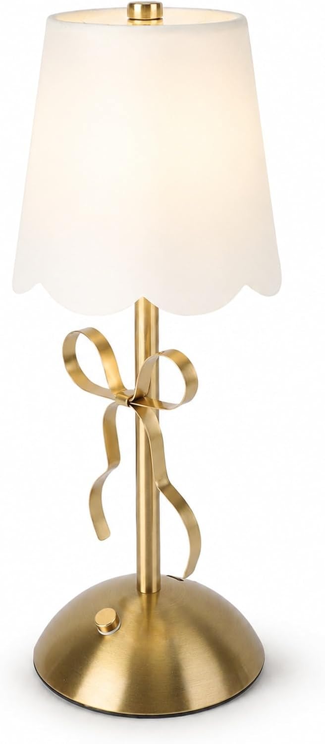 SENECESLI Decorative Bow Table Lamp, Rechargeable Touch Control with Color Changing, Portable Cordless Table Lamp for Bedroom, Dining Area