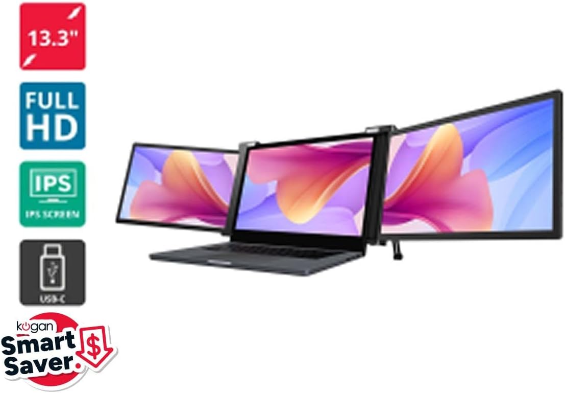 Kogan XPRESSO 13.3" Full HD Pro Dual Screen Tri-Fold Portable Monitor for