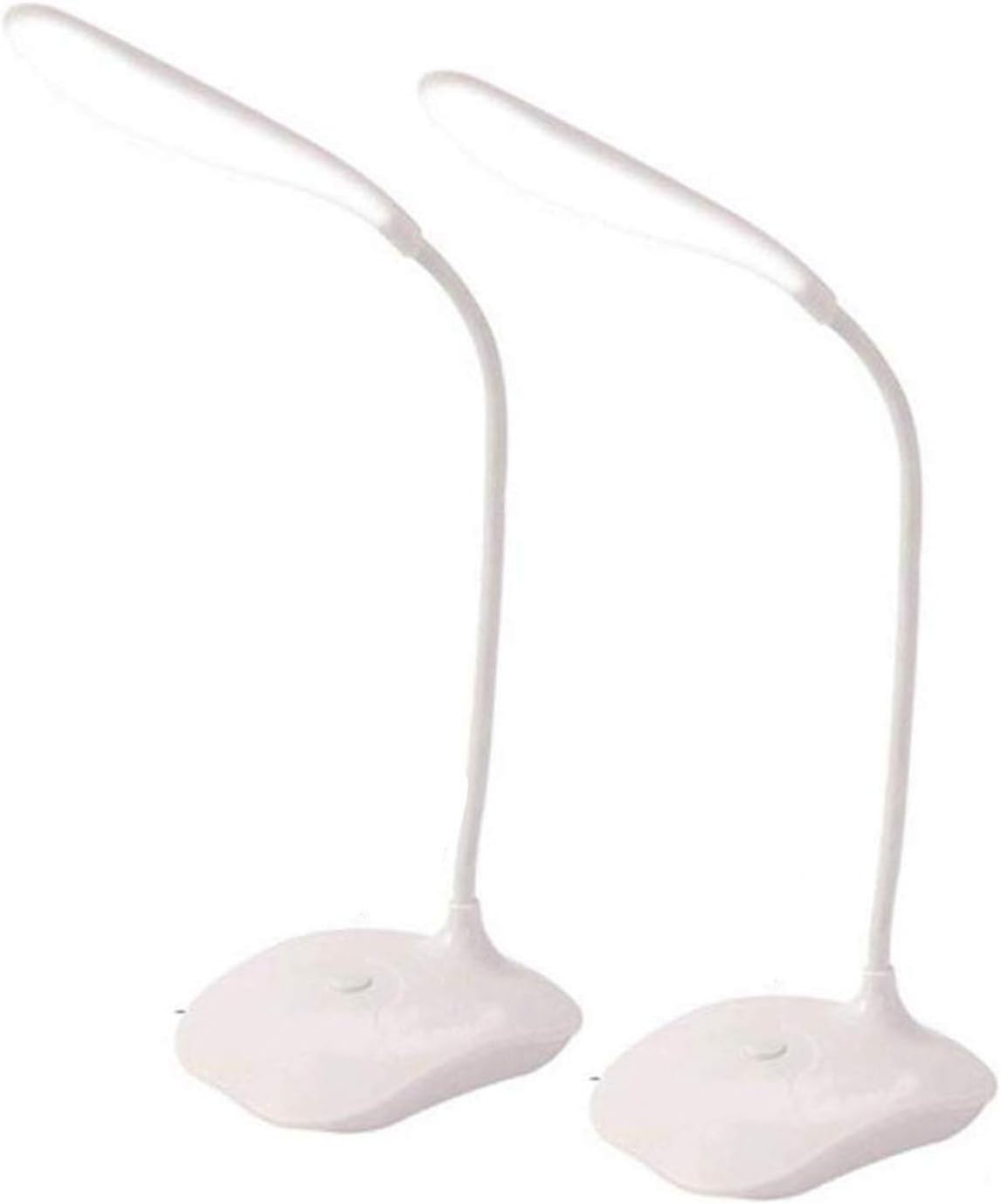 LED Table Lamp, Portable Table Lamp with Flexible Gooseneck and Eye Protection for Bedroom, Study, Office, Dorm, USB & 3 AA Batteries, No Batteries Included (2 Pack)