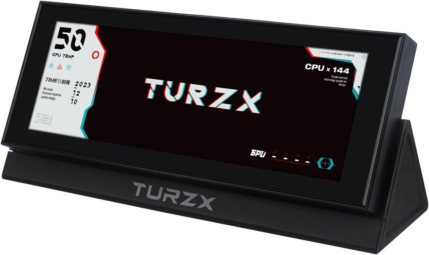For TURZX 46 inch IPS USB Secondary Monitor, 960 x 320 Smart Expansion Screen for Windows 10 11, CPU GPU for RAM Status Display with Dynamic Backgrounds, Compact Design for Office