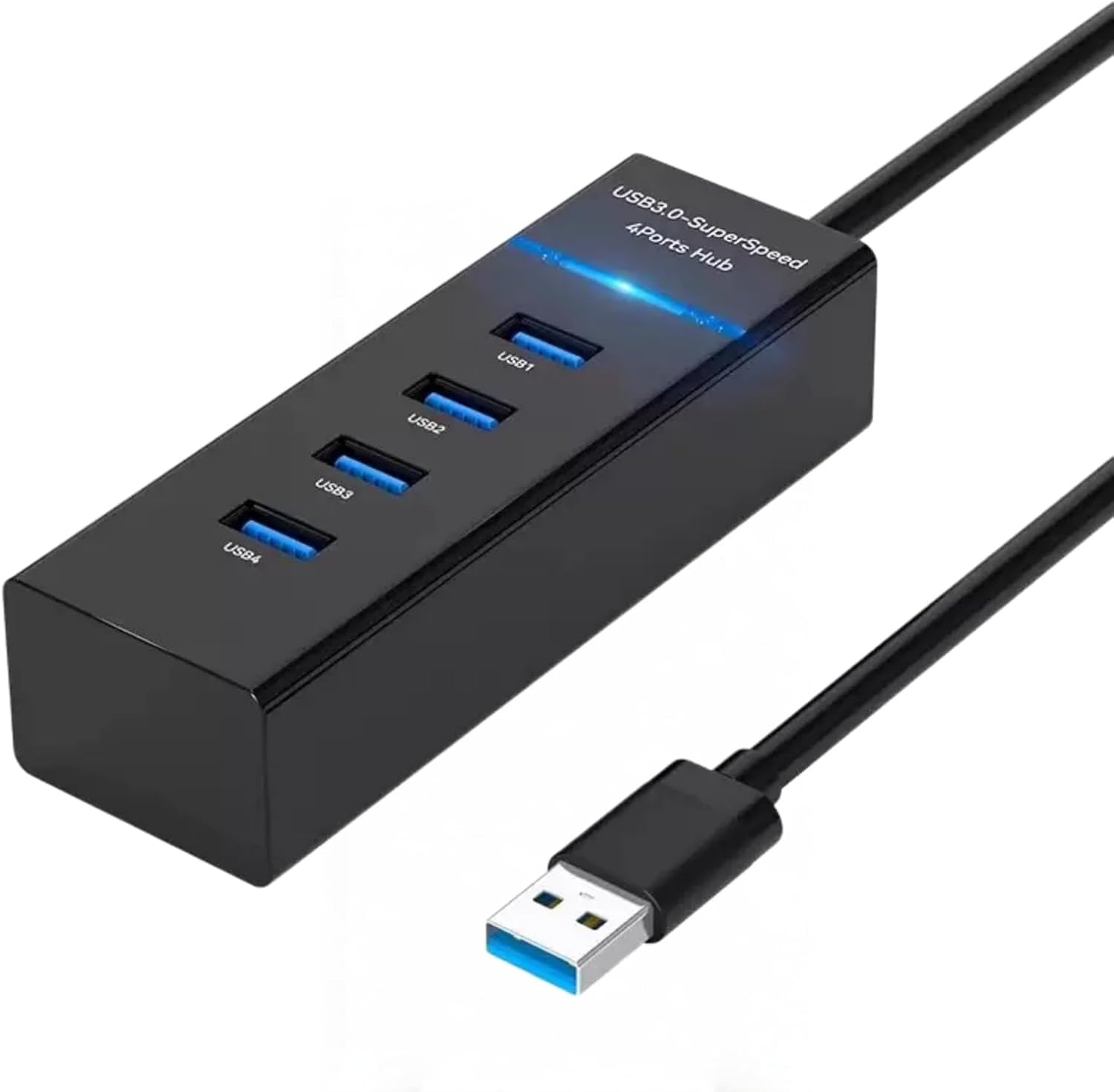 4-Port USB 3.0 Hub for Desktop, USB Extender Hub 5Gbps, USB Multiport Adapter, USB Splitter w/5Ft Long Cable for Desktop, PC, Flash Drive, Mobile HDD (1.2m) (1Pack)