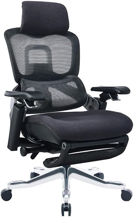 Ergolux Elite Ergonomic Foam Office Chair with Footrest (Black)