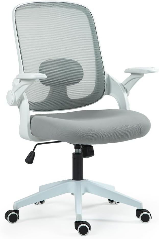 Fortia Coolmesh Ergonomic Office Chair with Adjustable Recline, Grey/White