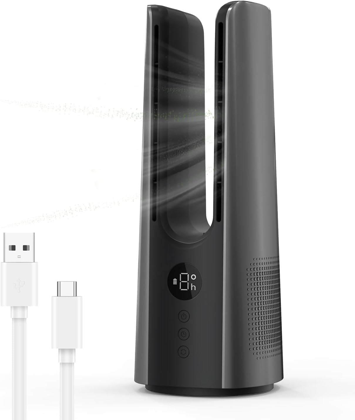 Desk Fan, Portable Bladeless Fan, Small Quiet Table Fan with 60°Oscillating, 9 Speeds & 9H Timer, LED Display, Button Control, Easy to Clean, Personal Desktop Fan for Bedroom, Offi