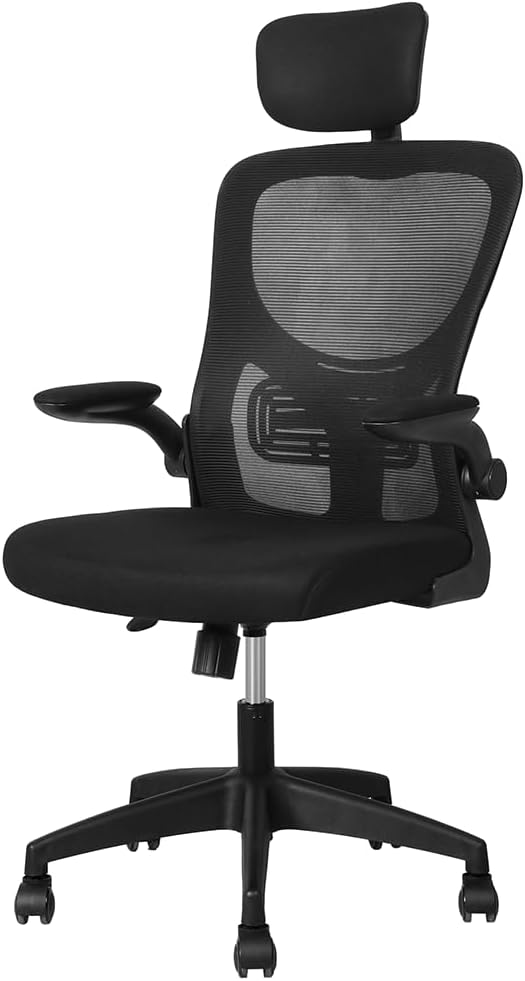 LEVEDE Ergonomic Office Mesh Chair, Height Adjustable Computer Chair, Swivel Tiltable Desk Chair with Removable Headrest for Studying, Working, Writing, Gaming