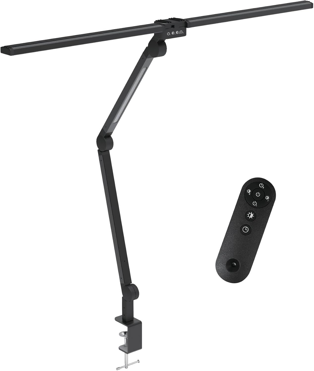 Tri-Fold LED Desk Lamp with Clamp - Swinging Arm Eye-Care Dimmable Light