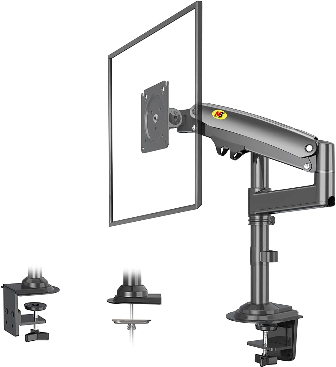 NB North Bayou Monitor Arm Desk Mount Stand Full Motion Swivel Monitor Arm Gas Spring for 17''- 32'' Computer Monitor from 2kg to 9kg-H100 Gunmetal