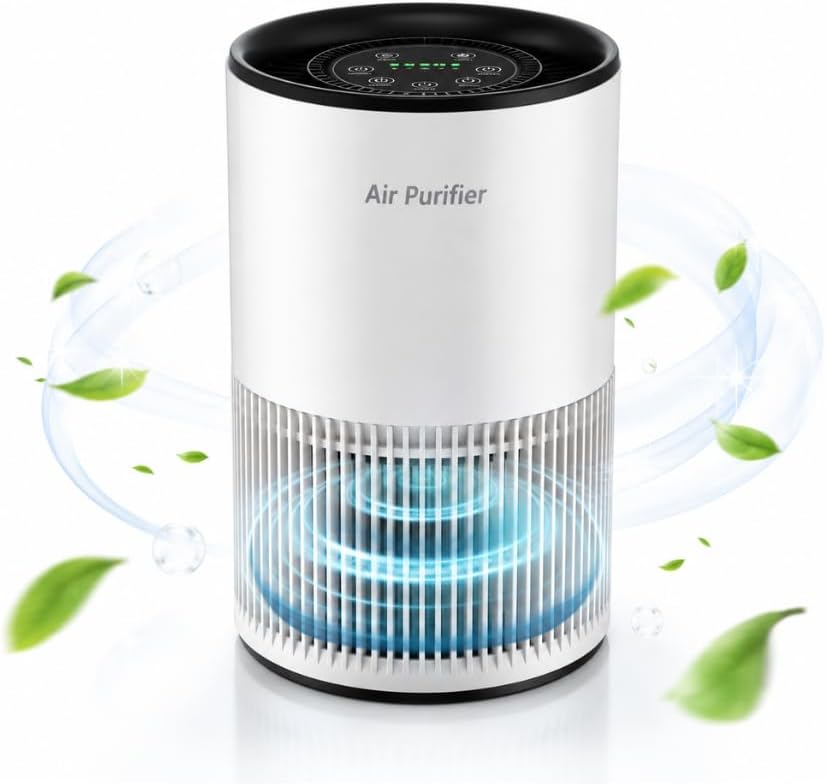 Air Purifier for Bedroom, 3-in-1 HEPA Filter, Quiet 25dB Sleep Mode