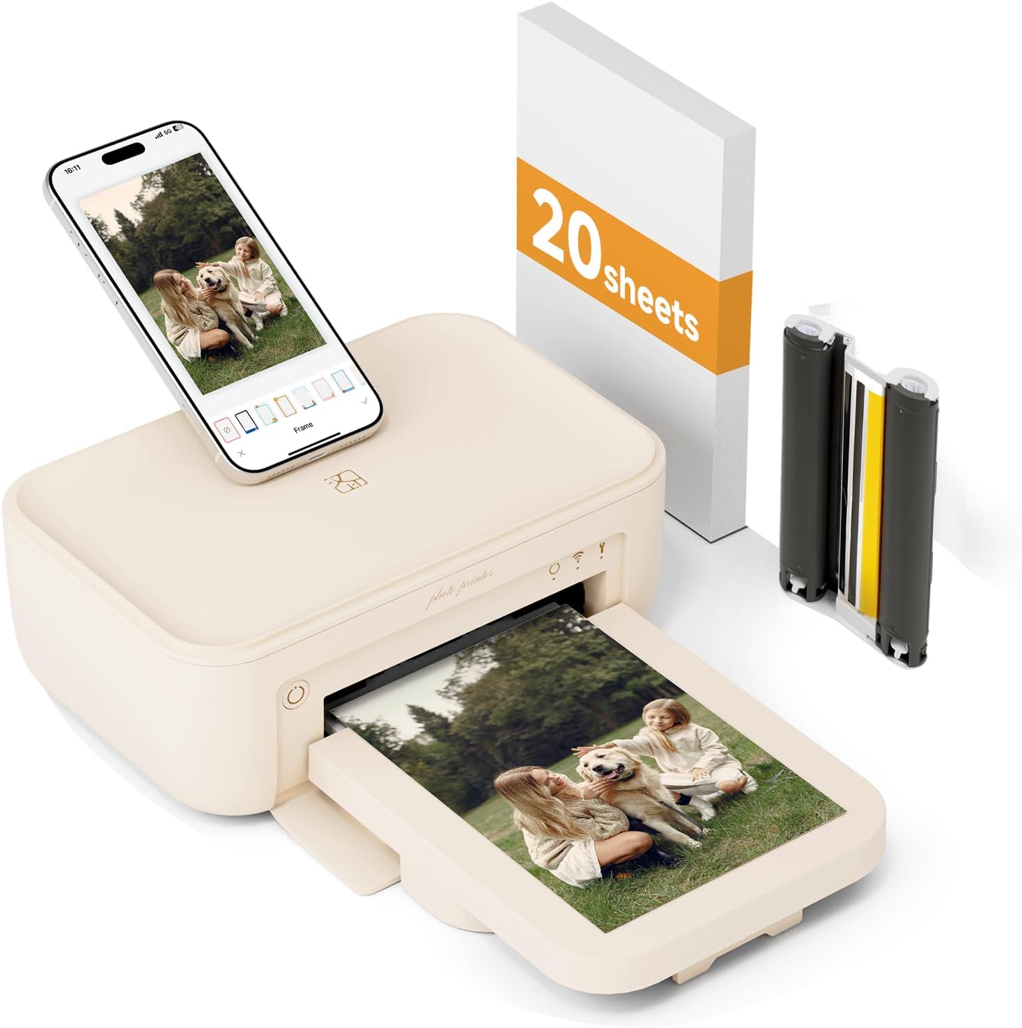 HPRT Photo Printer 4×6”,Wi-Fi for Phone, Thermal Dye-Sublimation, Beige