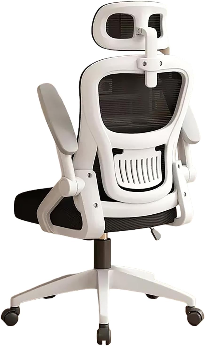 Office Chair Ergonomic Desk Chair, High Back Desk Chair with Headrest and Flip-up Armrest Lumbar Support, for Home Office Meeting Room Study, Big and Tall Mesh Chairs (Black & Whit