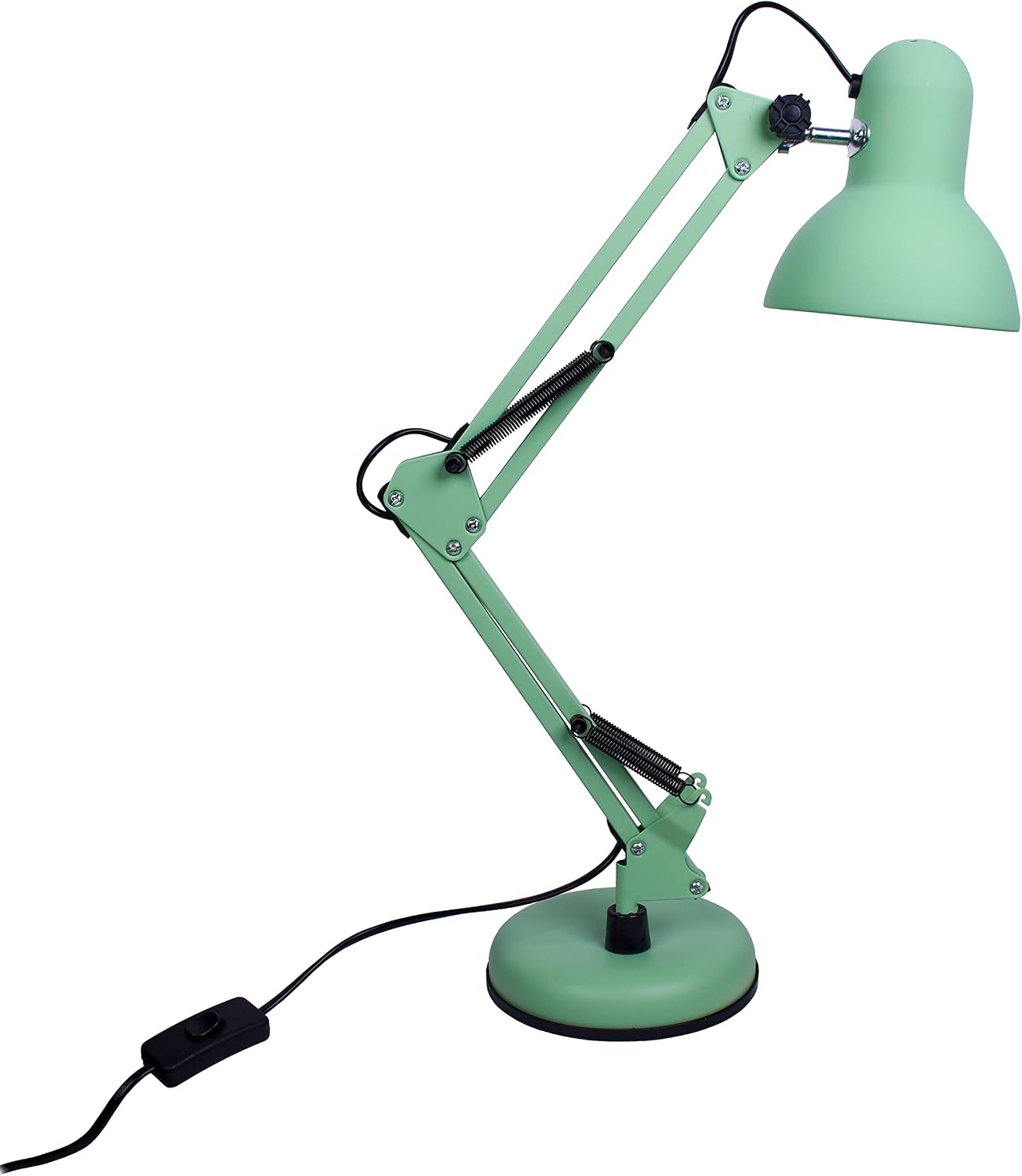 Bel Air Home - LED Desk lamp with Articulated arm, Antigona Series Flexo, Retro Vintage Design 1xE27 (Green/Matte)