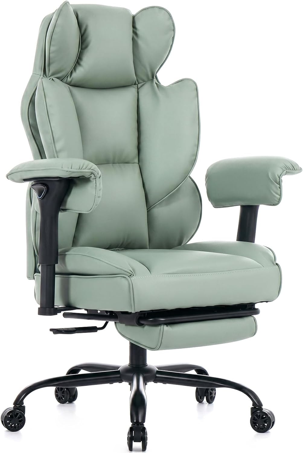 Efomao Big and Tall Office Chair 400lbs, Ergonomic Executive Office Chair with Footrest & Pocket Spring, 3.5" Adjustable Armrests, Wide Seat Computer Chair, Green