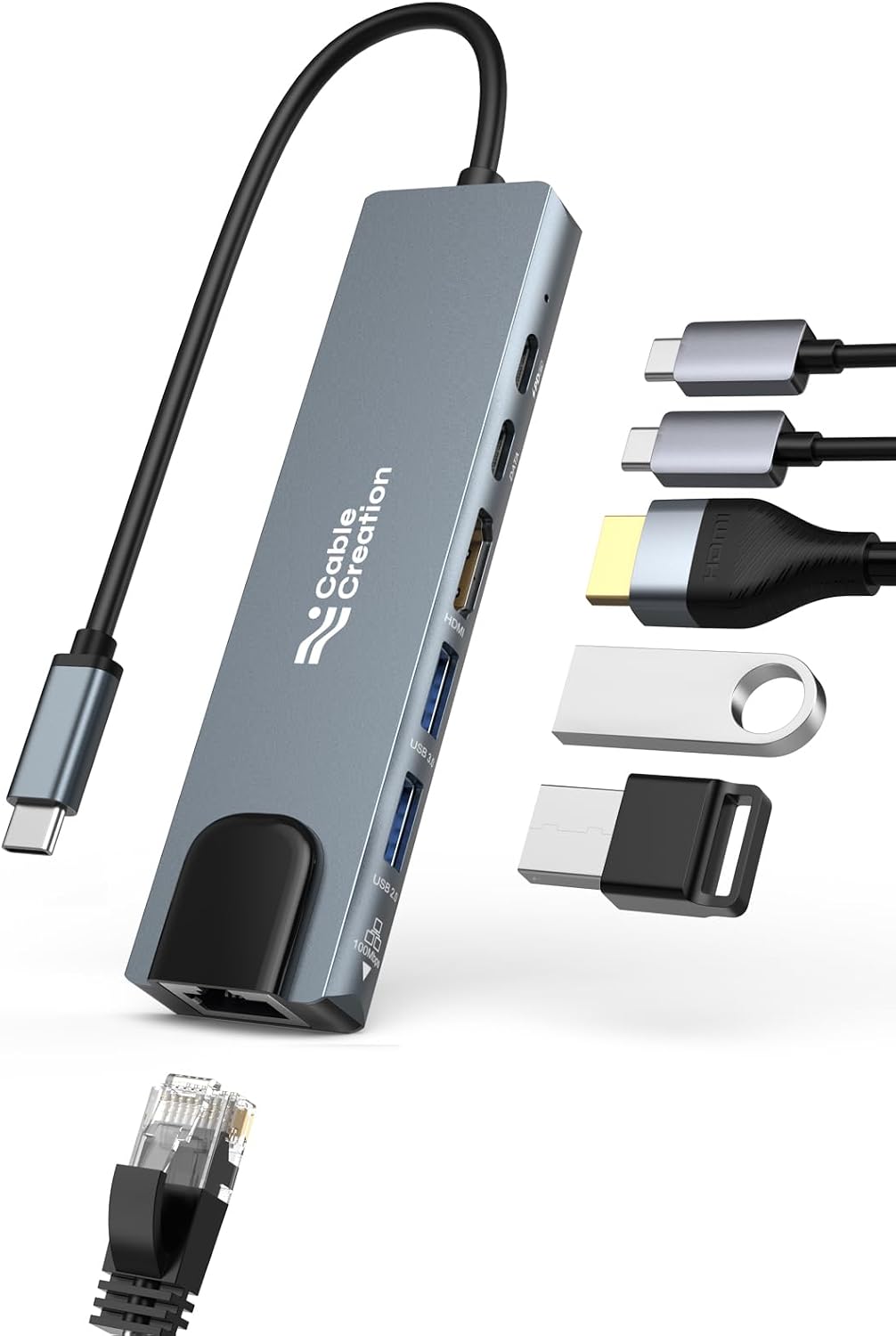CableCreation USBC Hub Multiport Adapter, 7in1 TypeC Dongle Docking Station