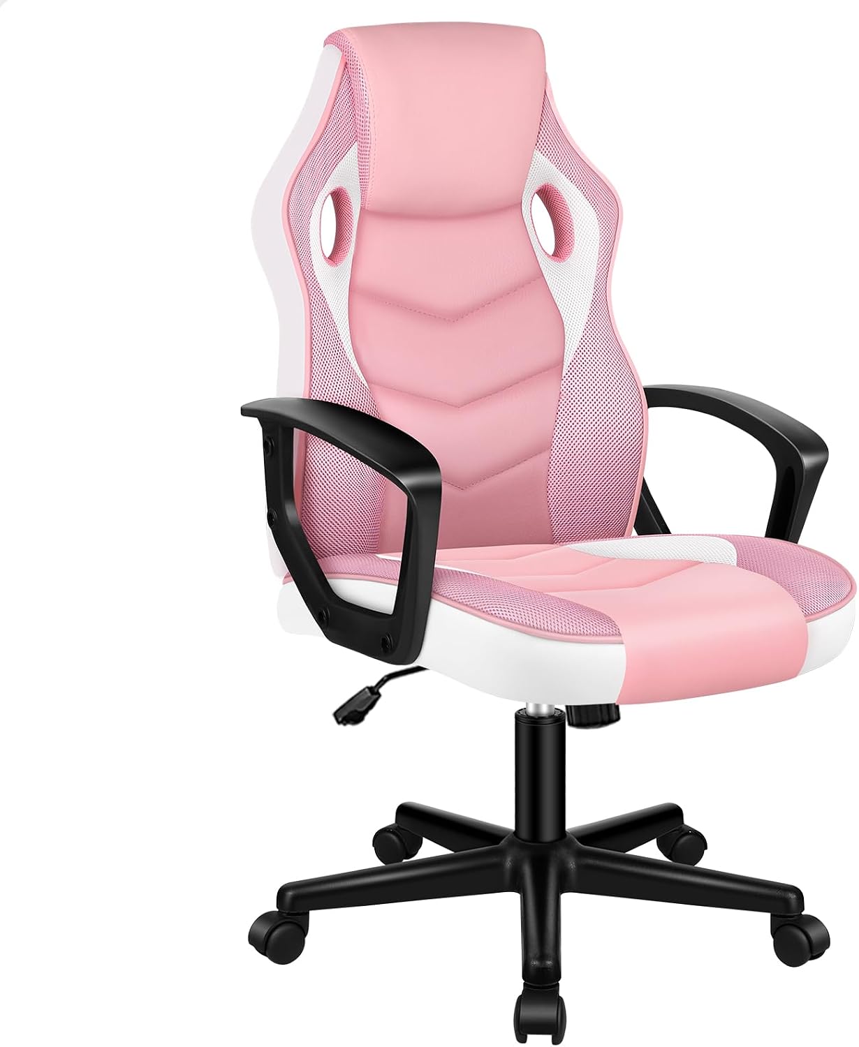 ALFORDSON Upholstery Home Ergonomic Desk Chair with Height Adjustable Gas Lift, PU Leather Office Chair, Mega Pink Padded Computer Chair for Gaming, Max 180kg