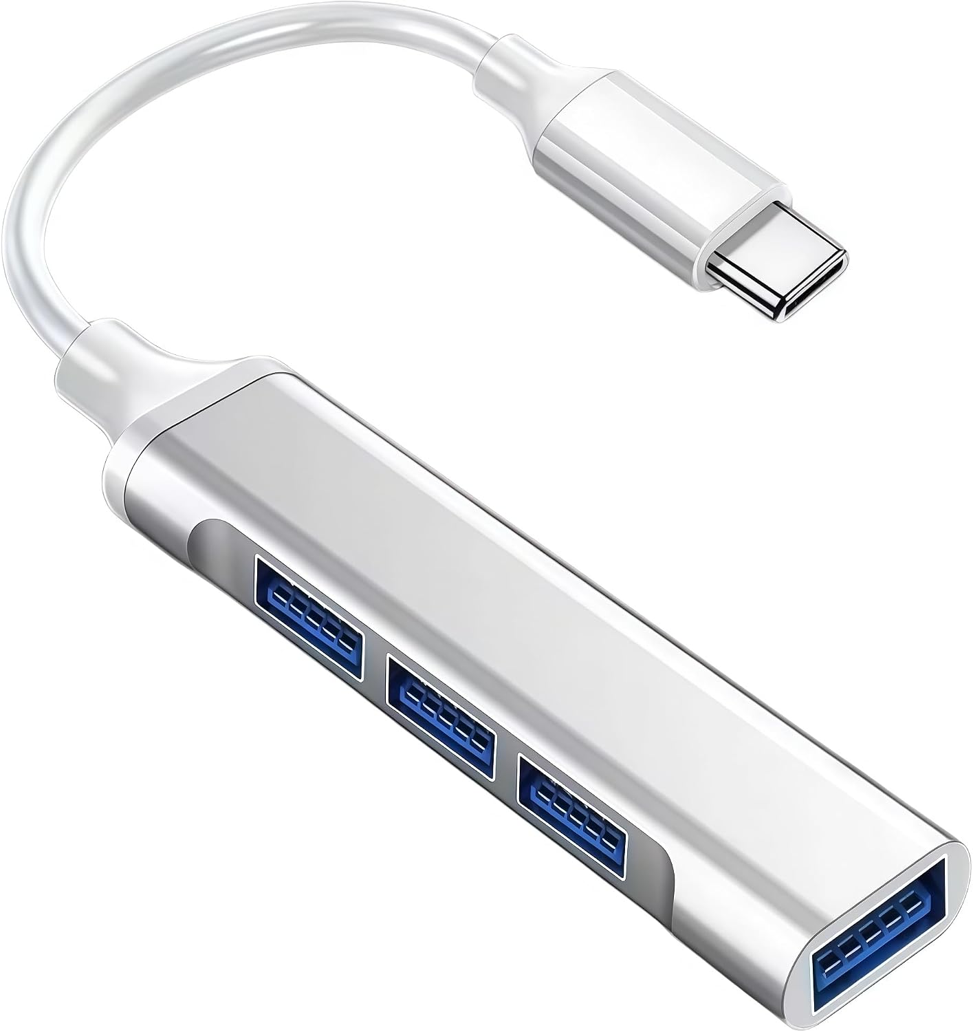 USB Hub, 4-Port USB Hub Multi USB Port Expander for Laptop, Xbox, Flash Drive, Mobile HD, Console, Printer, Camera, Keyborad, Mouse (Silver)