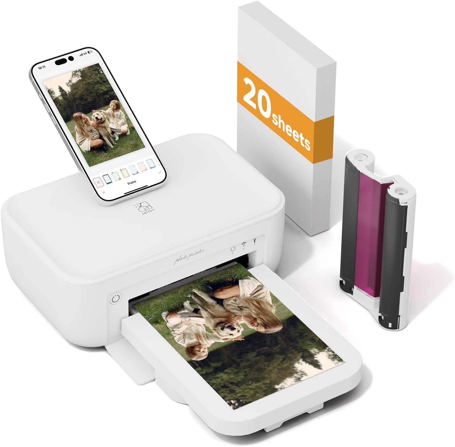 HPRT Photo Printer 4×6”,Wi-Fi for Phone, Thermal Dye-Sublimation,White