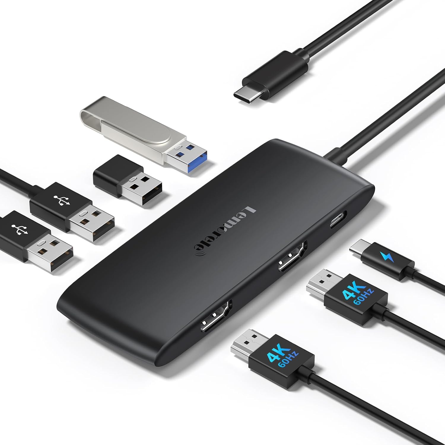 Lemorele USB C Dock Dual HDMI 4K@60Hz with High-Speed Data Transfer