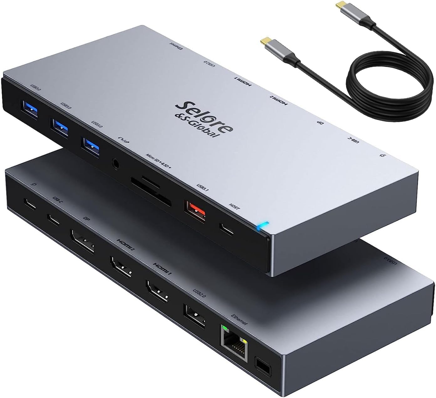 USB C Docking Station,15 in 1 Laptop Docking Station 3 Monitors with 2 HDMI 4K, DisplayPort, USB 3.1/USB-C Data 3.0, 100W PD, Ethernet, Audio, SD&Micro SD Slot for Dell XPS 13 15 H