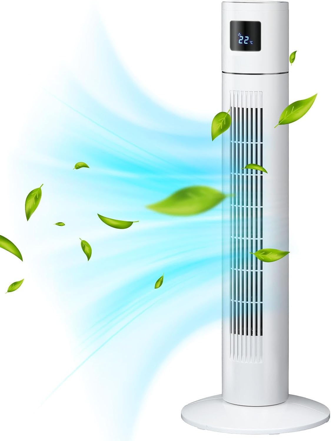 Advwin Electric Tower Fan, 84CM Tall, Bladeless Standing Fans, Portable Air Circulator with 70° Oscillation for Indoor Home Large Room Bedroom Office Use