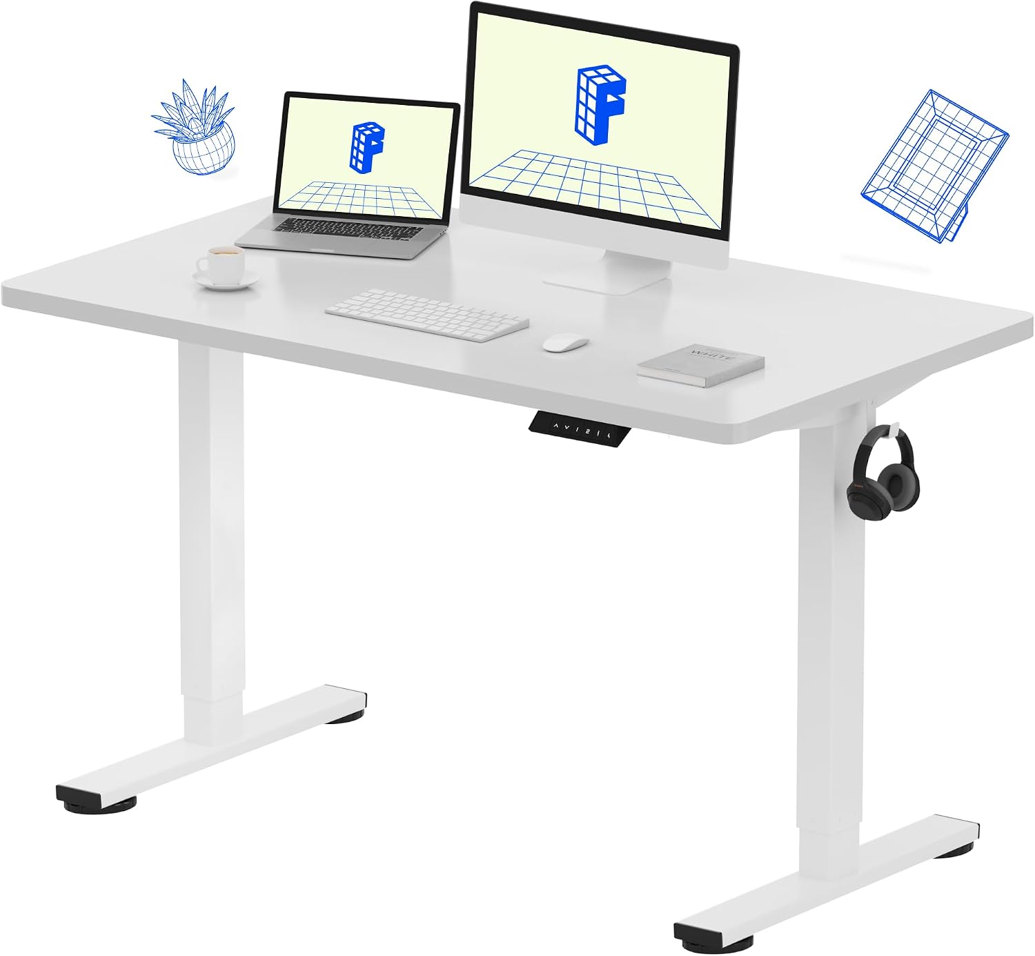 FLEXISPOT EN1 Electric Standing Desk 120 x 60 cm, White/White (FLEXISPOT)
