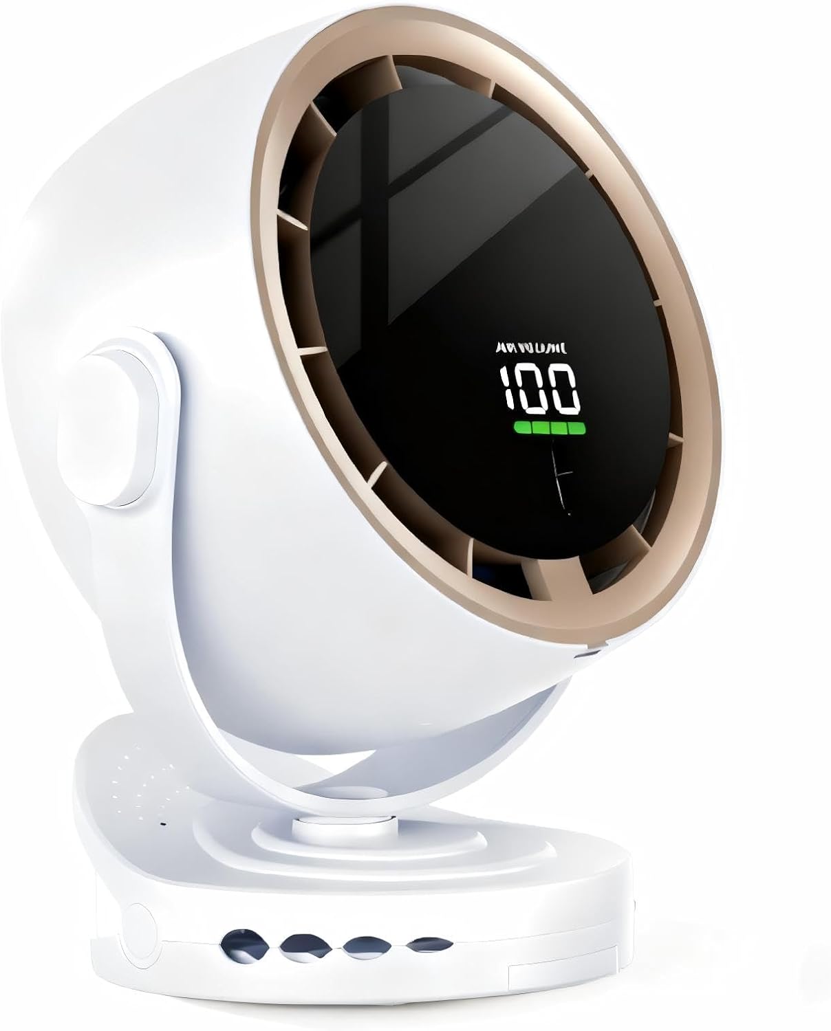 Desk Fan with 5 Speeds, Ultra Quiet Portable Wall-mounted/Clip-on Fan, LED Display & USB-C Rechargeable Desktop Fan for Office, Bedroom, Kitchen, Camping, Outdoor, Khaki