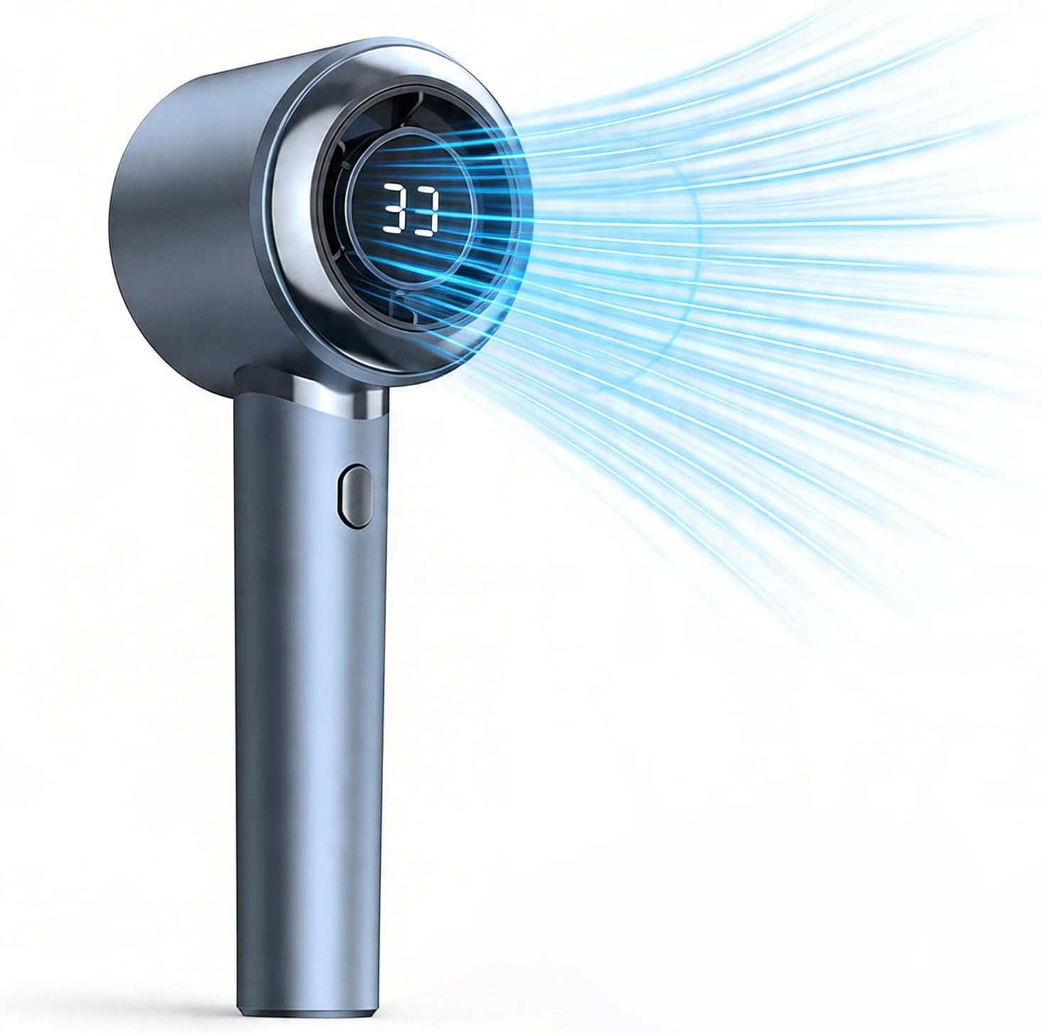 Portable Handheld Fan Rechargeable - 3 Gear High Speed Powerful Mini Turbo Fan, Digital Display, Personal Fans Blow Cold Air for Travel Essentials, Gift for Women Men