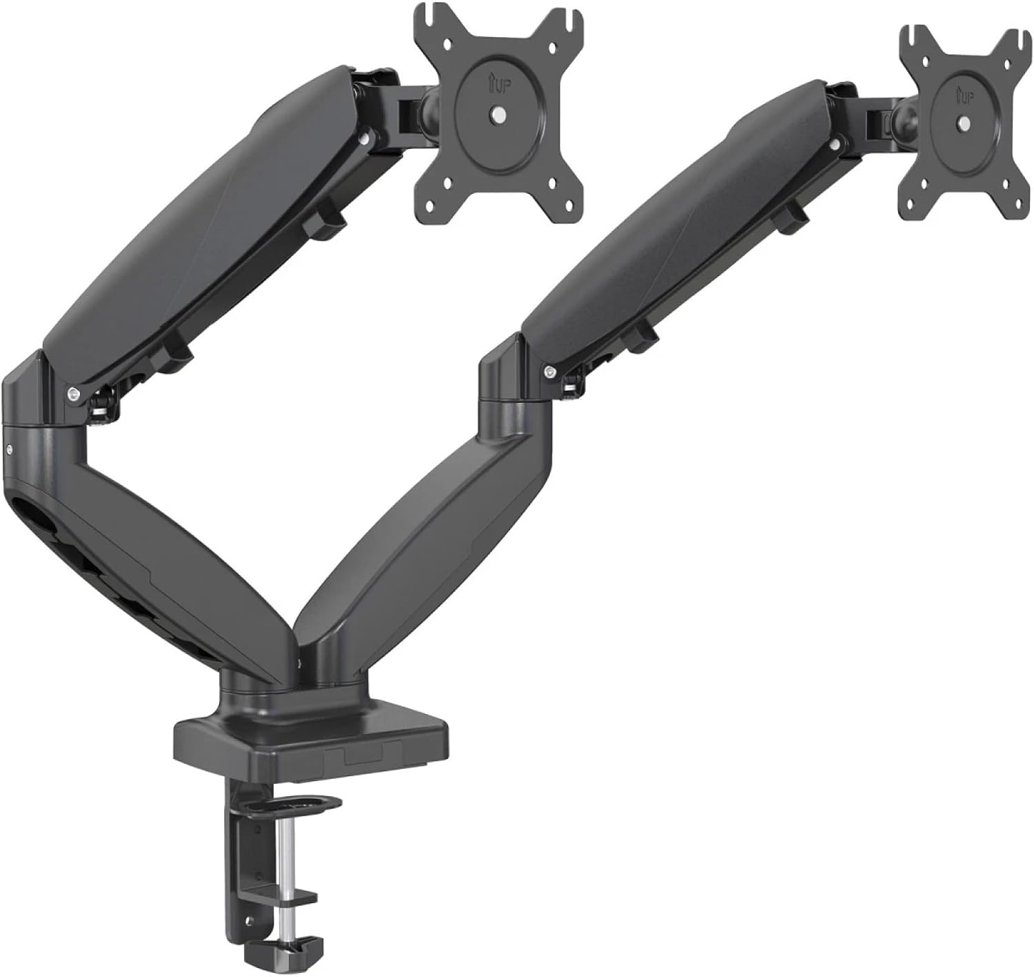 Gas Spring Dual Monitor Arm, Cable Management, Heavy Duty, Black