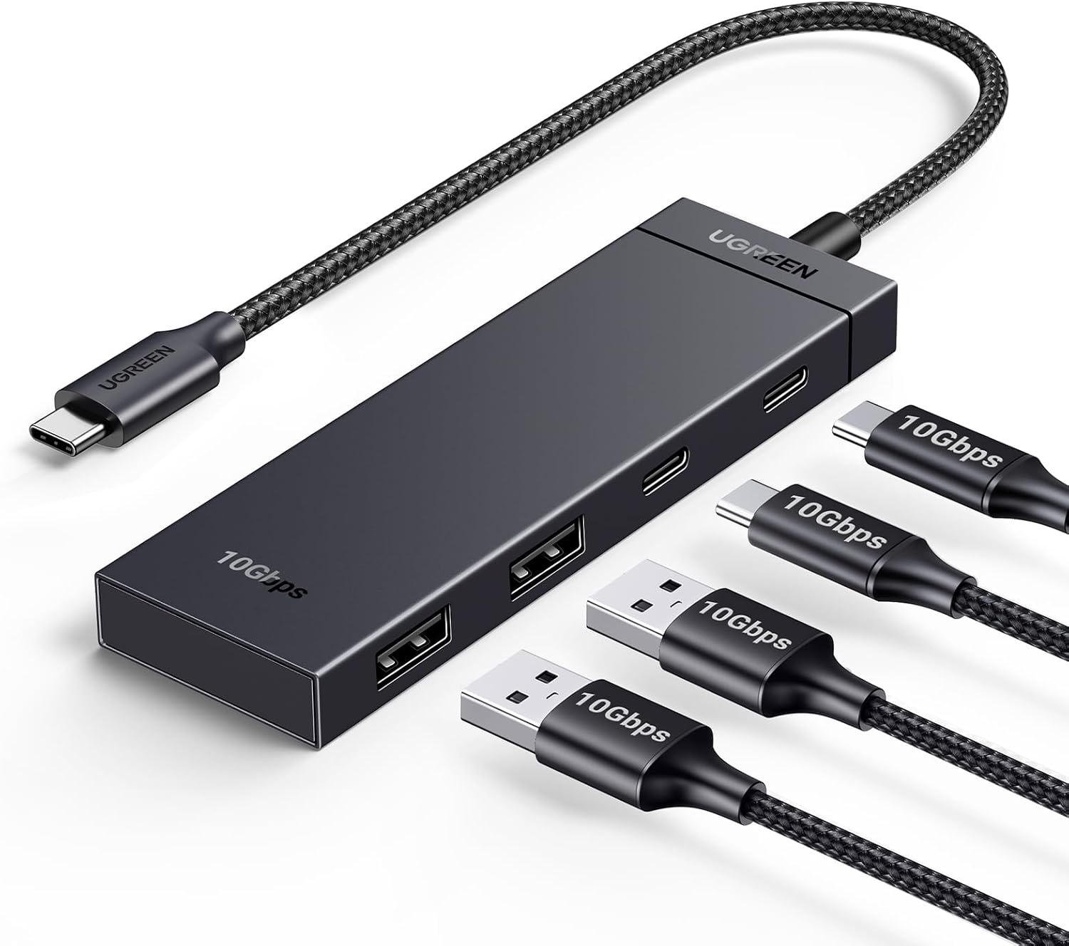 UGREEN USB C Hub 10Gbps, USB C 3.2 Adapter with 2×Type C & A Data Ports