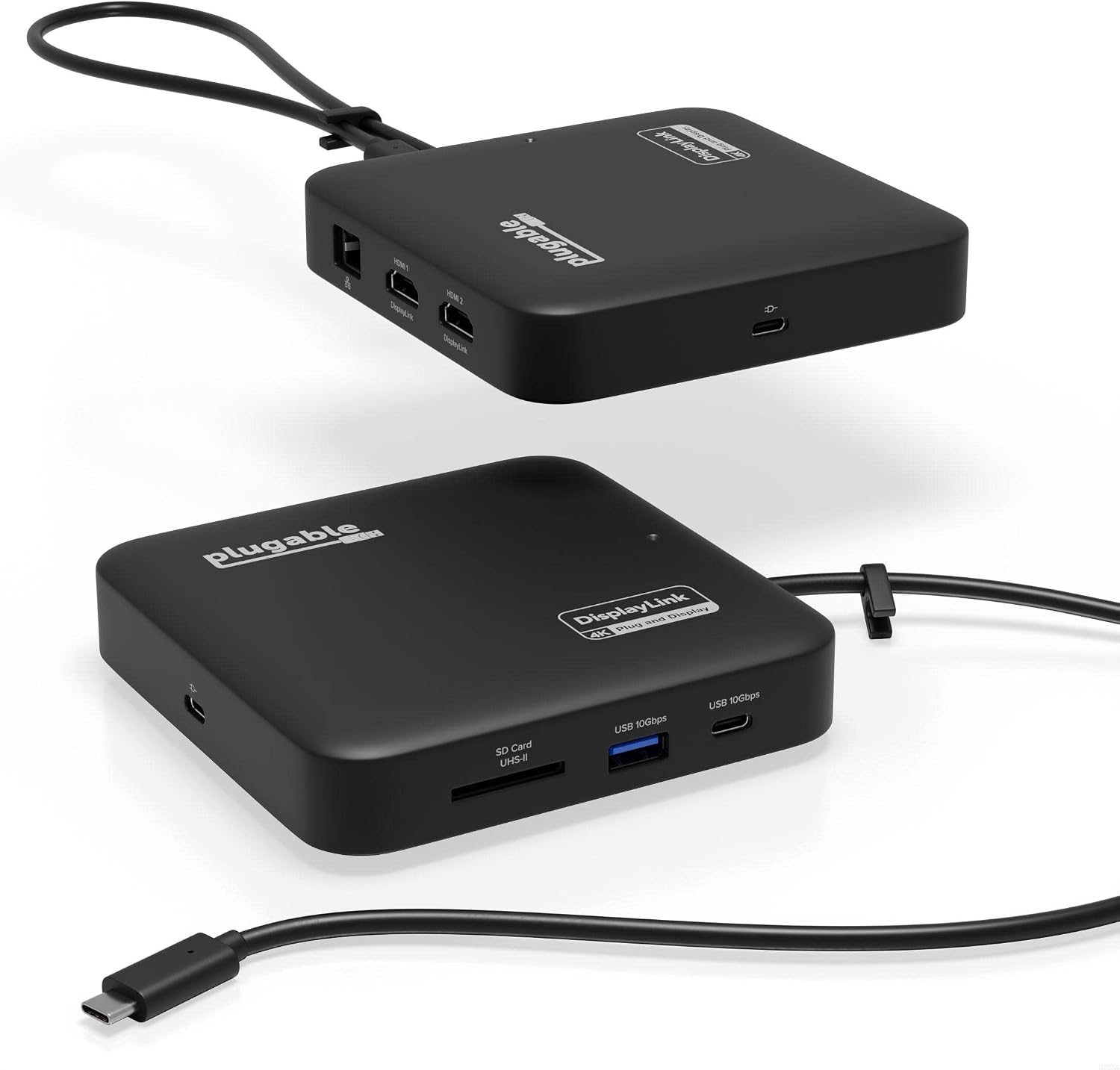 Plugable 7-in-1 USB C Docking Station Dual Monitor - Dual HDMI Dock is Compatible with Mac and Windows, USB4, Thunderbolt, 100W PD, 2X HDMI, 1x USB-C, 1Gbps Ethernet, 1x USB 3.0, S