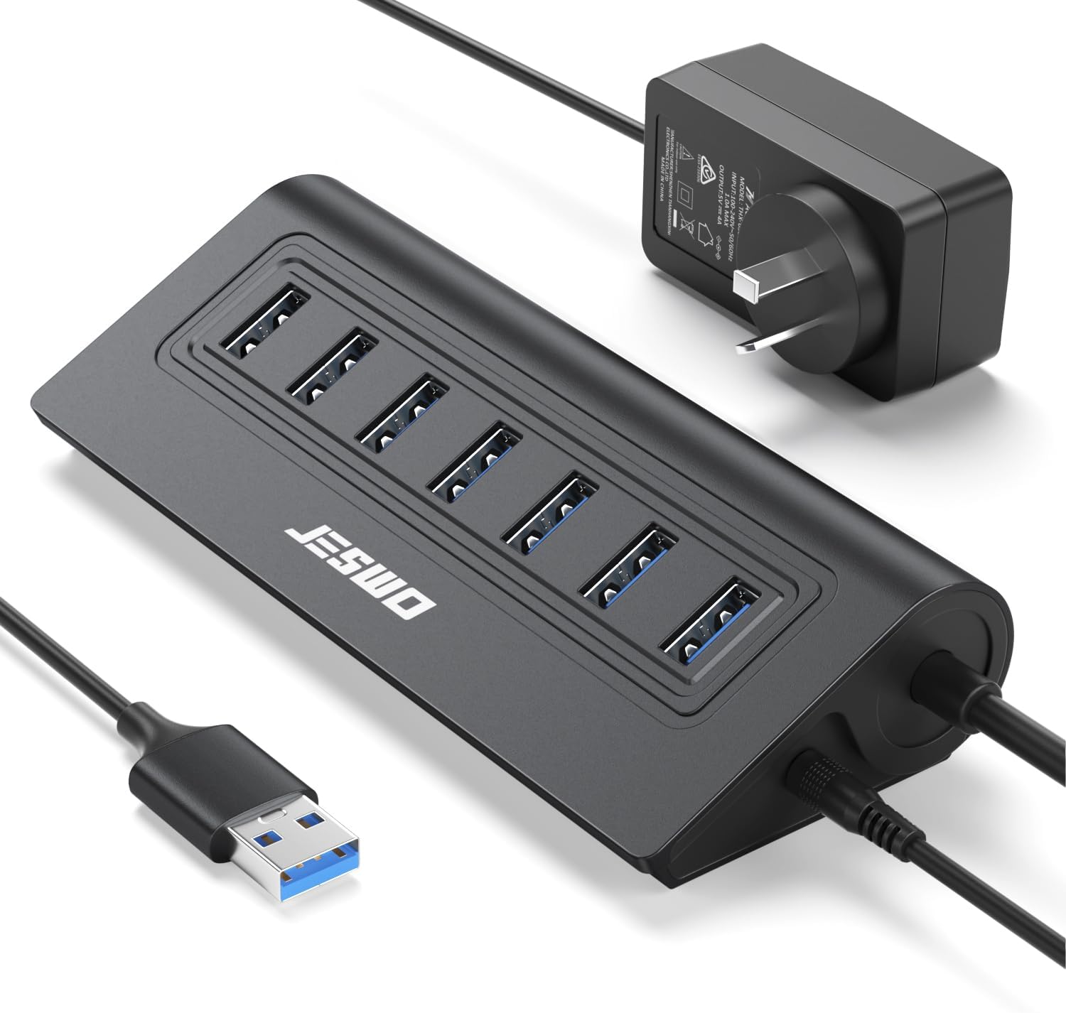 Powered USB Hub, JESWO 7-Port USB 3.0 Hub