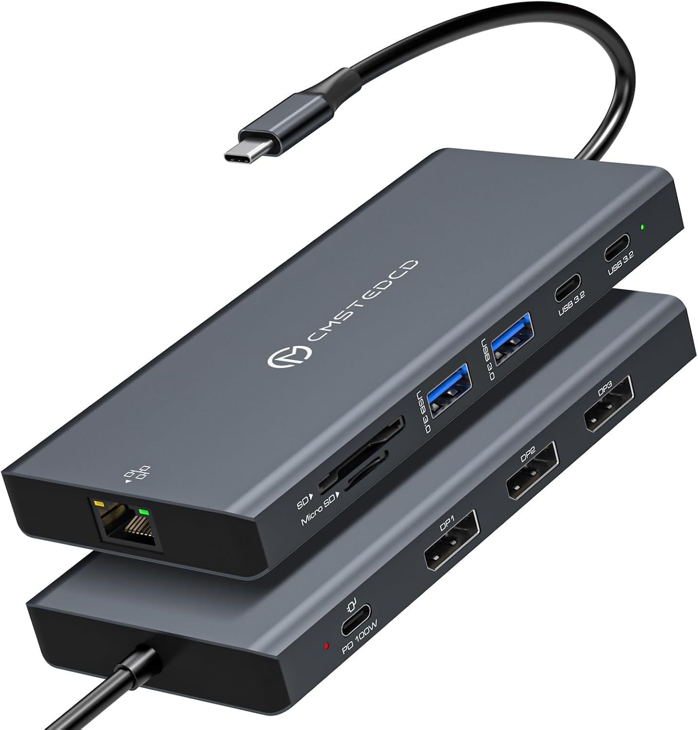 USB C Docking Station 3 Monitor (3X Displayport) 4K120Hz Thunderbolt Dock 12 in 1 Laptop USBC Hub Multiport Adapter with 4X USBA/C, Ethernet, 100W PD, SD/TF for MacBook or USB-C La