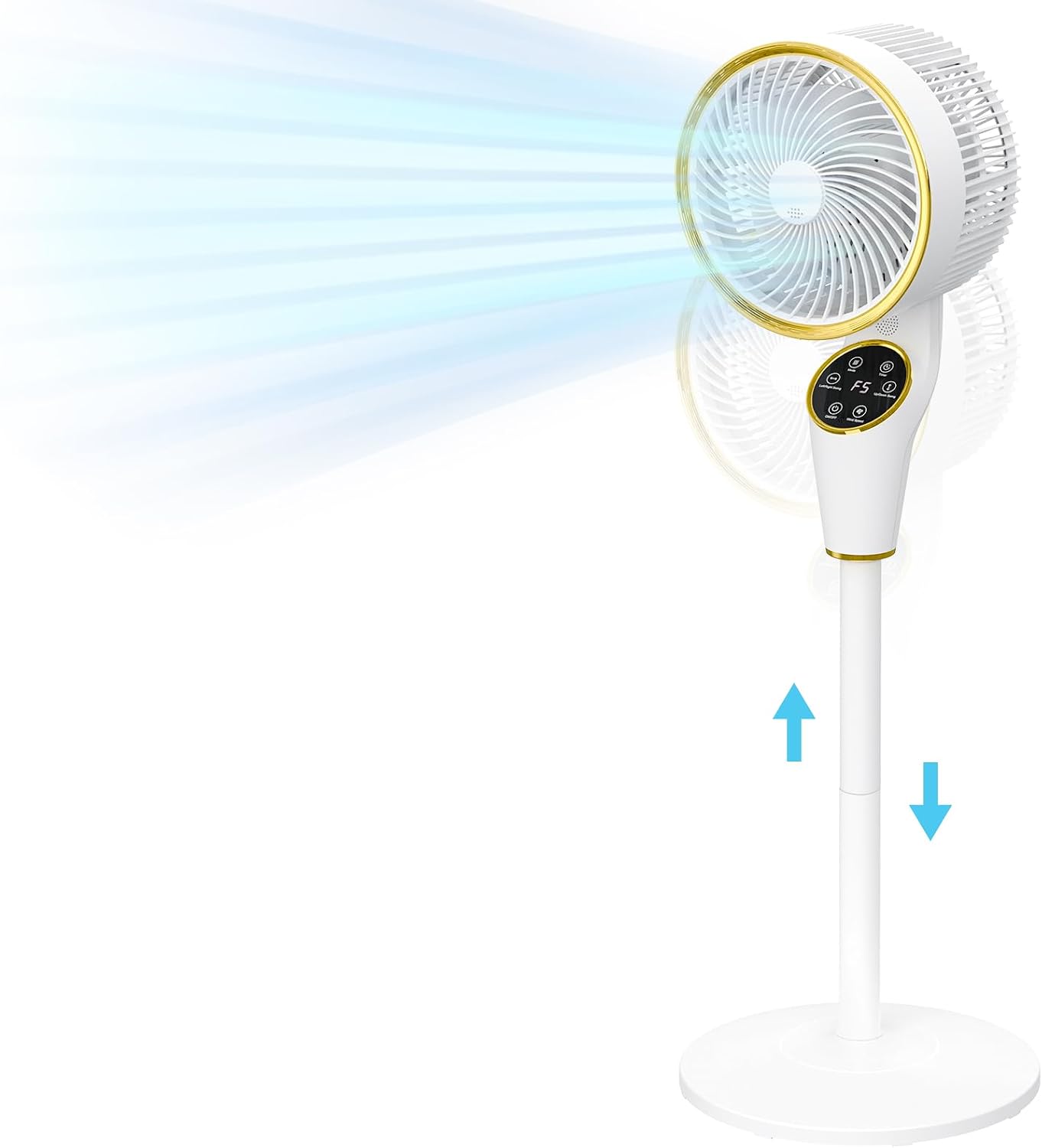 Standing Fan 3D Quiet Pedestal Fan, Height Adjustable Air Circulator Fans, with 3 Modes, 8 Wind Speeds, Aroma Box, 12H Timer for Home, 2 in 1 Floor Fan & Tower Fan