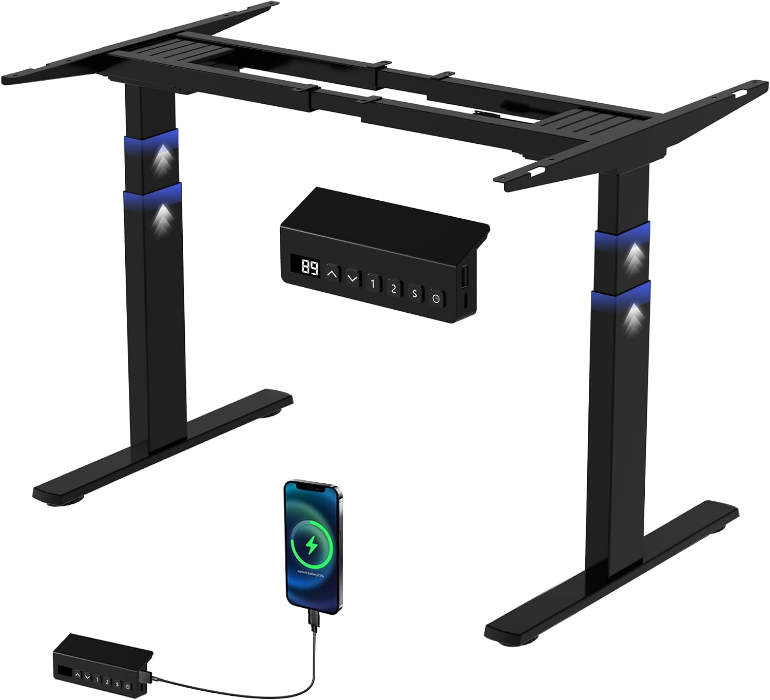 ERGOMAKER Dual Motor Standing Desk Frame Without Desktop (3 Stage/Black)