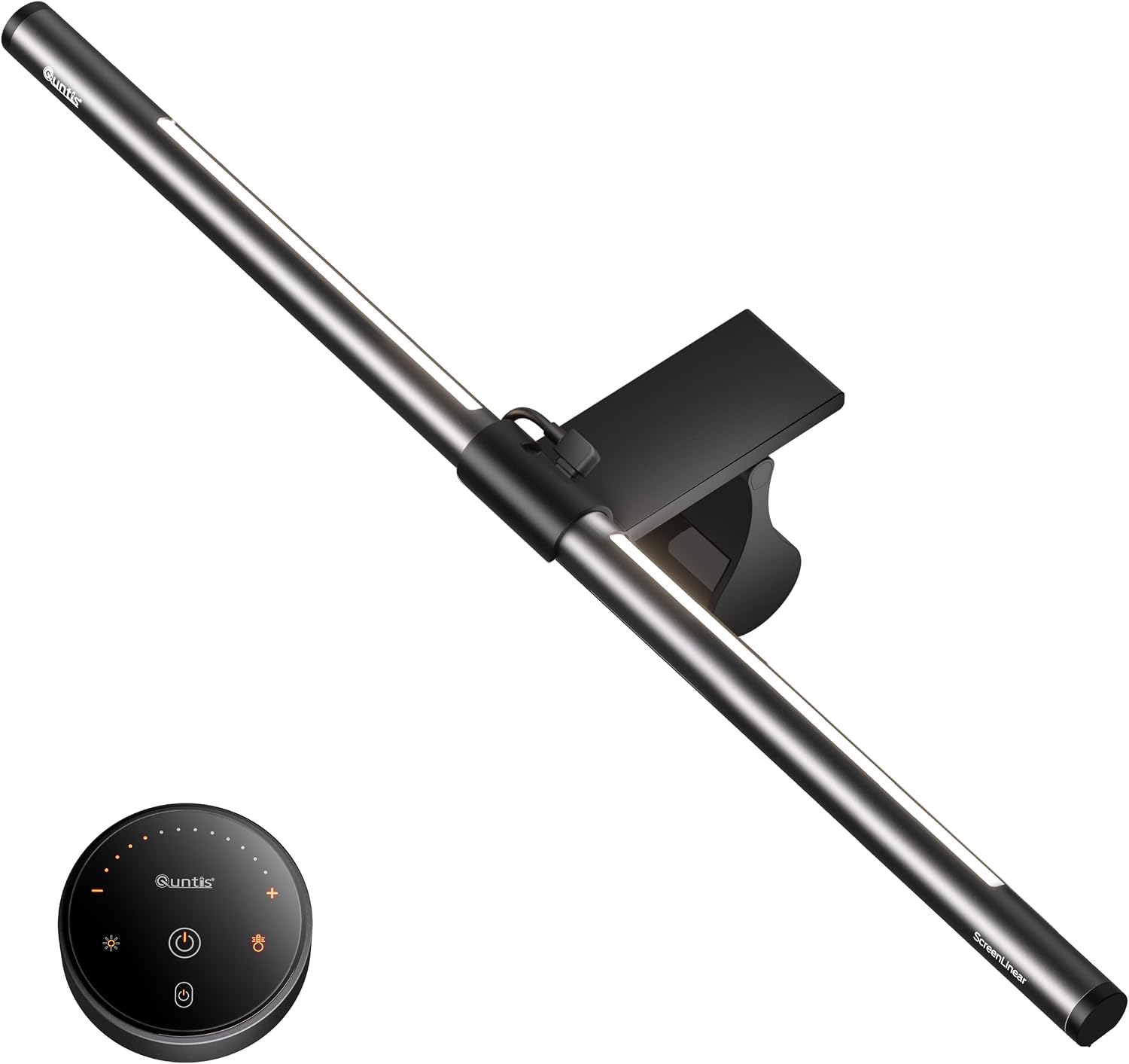 Quntis Monitor Light Bar PRO PLUS with Rem0te, 20.1'' Dual Light Sreen Light Bar Sliding Weighted Clip Fit for All Screens, Adjustable Stepless Dimming, Eye Caring No Glare Gaming
