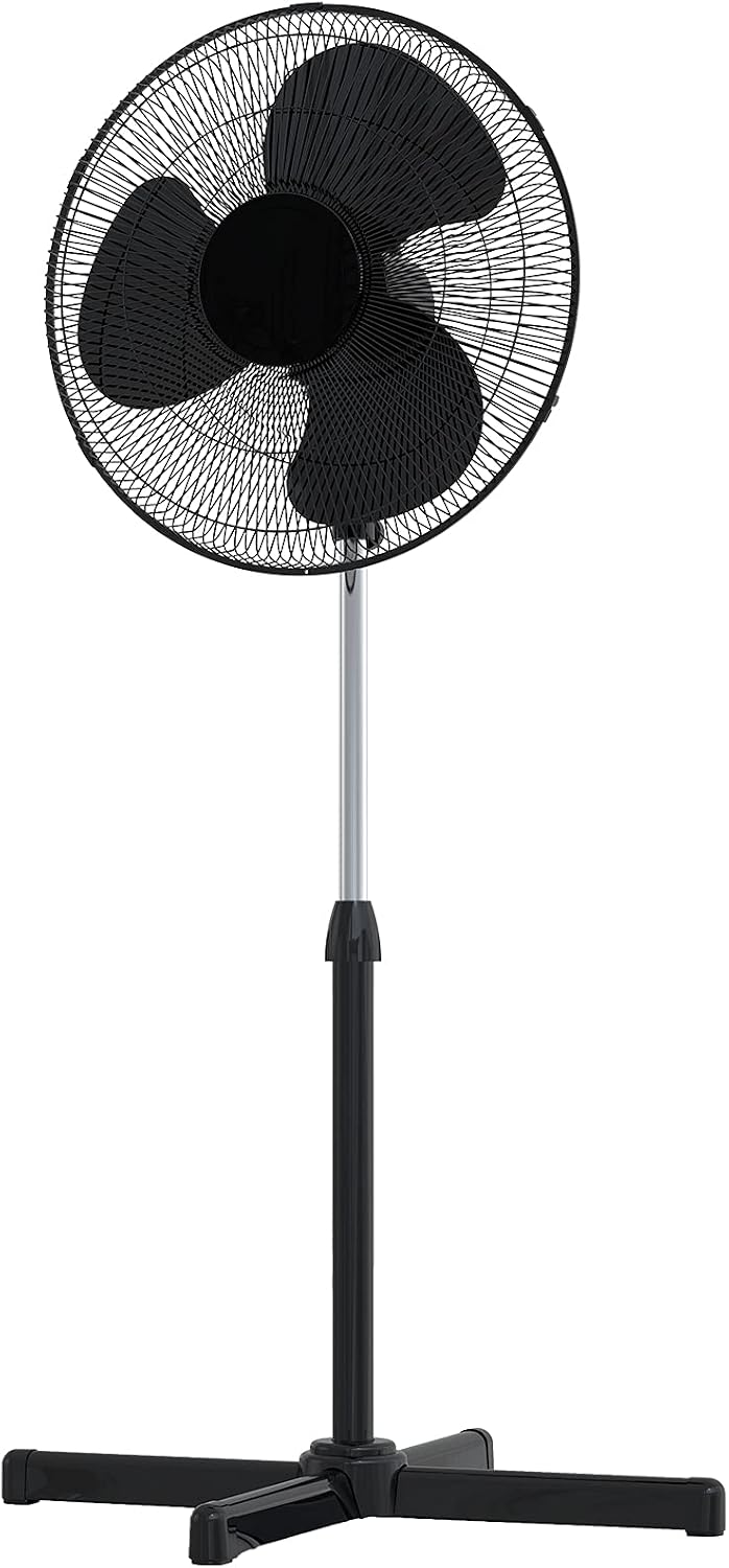 Starke Pedestal Fan 40cm Black 3 Speed with Tilt & Oscillating Adjustable Height