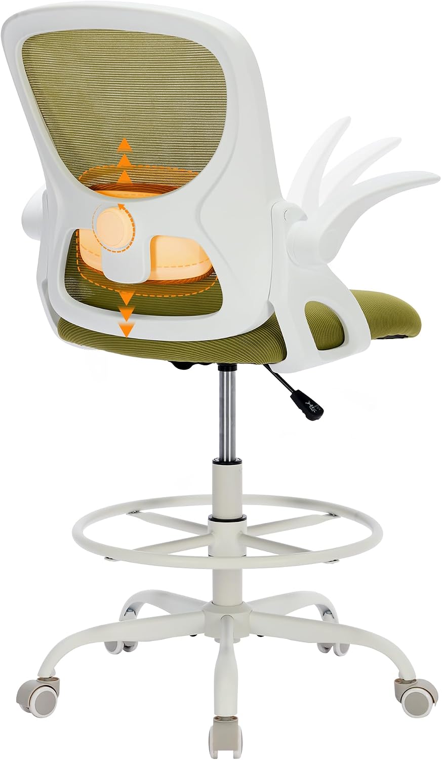 LukkDys Drafting Chair with Arms, Tall Office Chair for Standing Desks