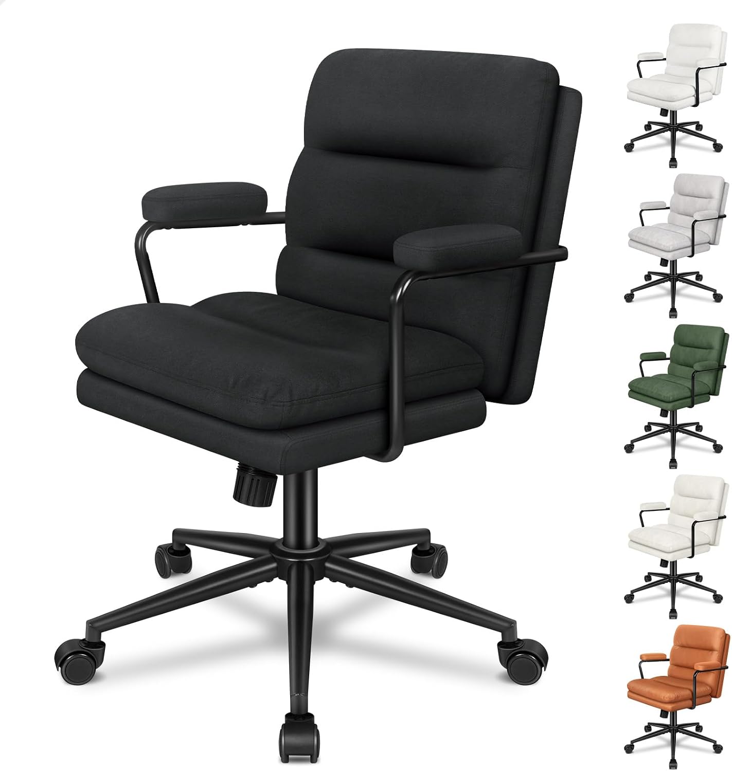 ALFORDSON Ergonomic Office Chair with Tilting, Linen Black Fresco Series