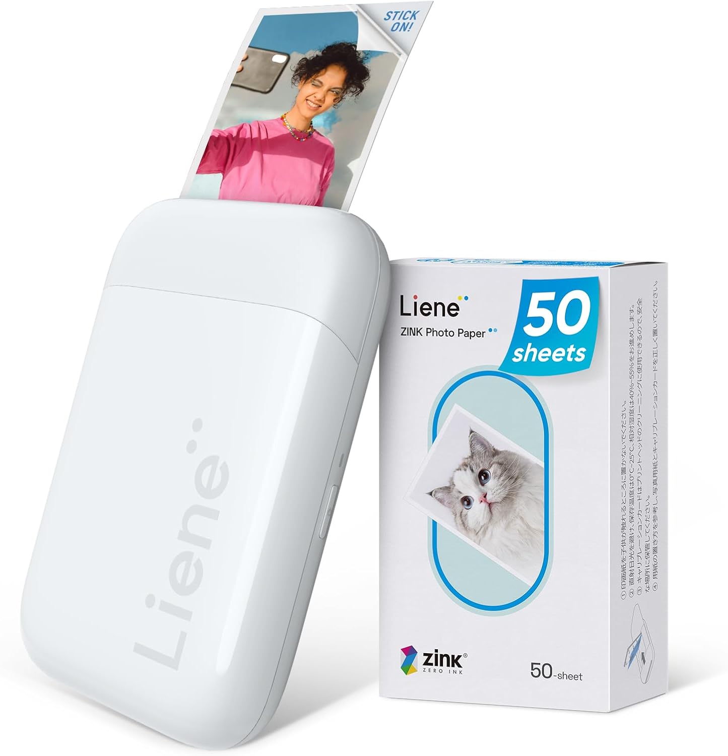Liene Pearl K100 2x3” Photo Printer, Mini Instant Portable Color Picture Printer Bundle 50 Zink Adhesive Paper, Bluetooth 5.2 Compatible w/iOS & Android Small Phone Sticker for iPh