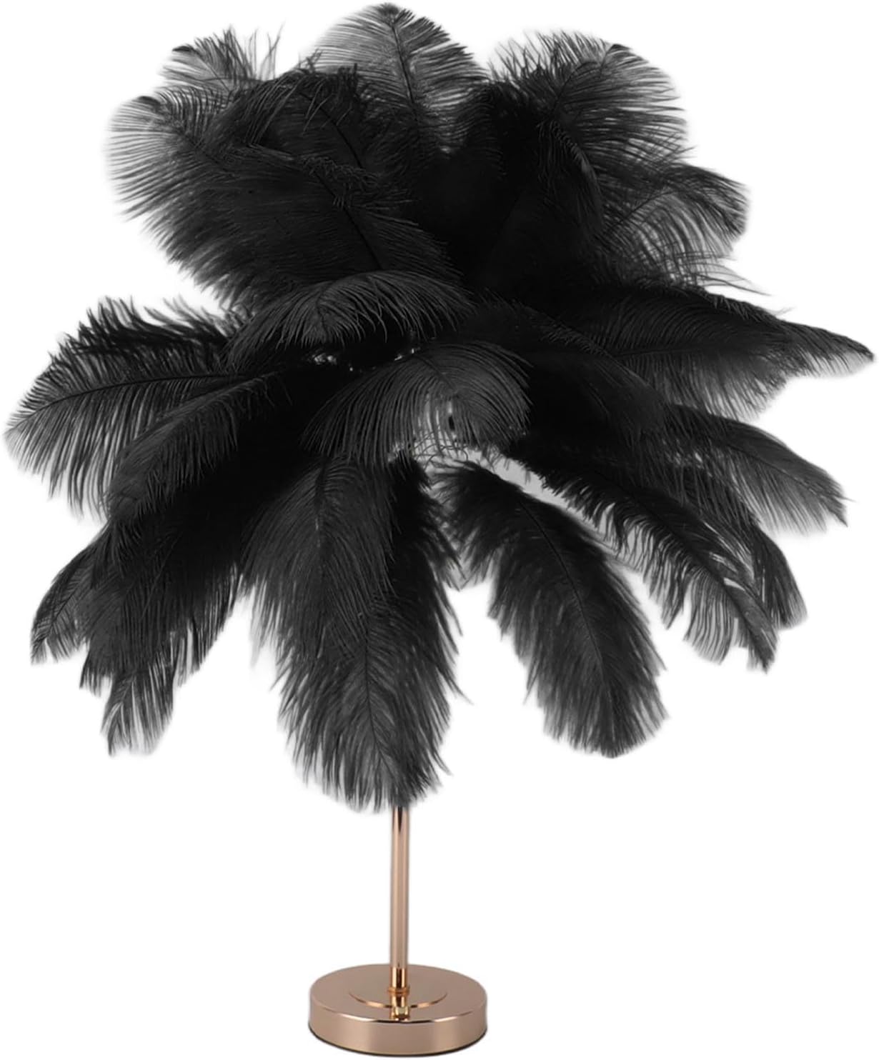 CHICIRIS Feathers Table Lamp, 30PCS Touch Control Desk Light with USB C Rechargeable 1800mAh Battery, for Bedroom Living Room Wedding Decor (Black)