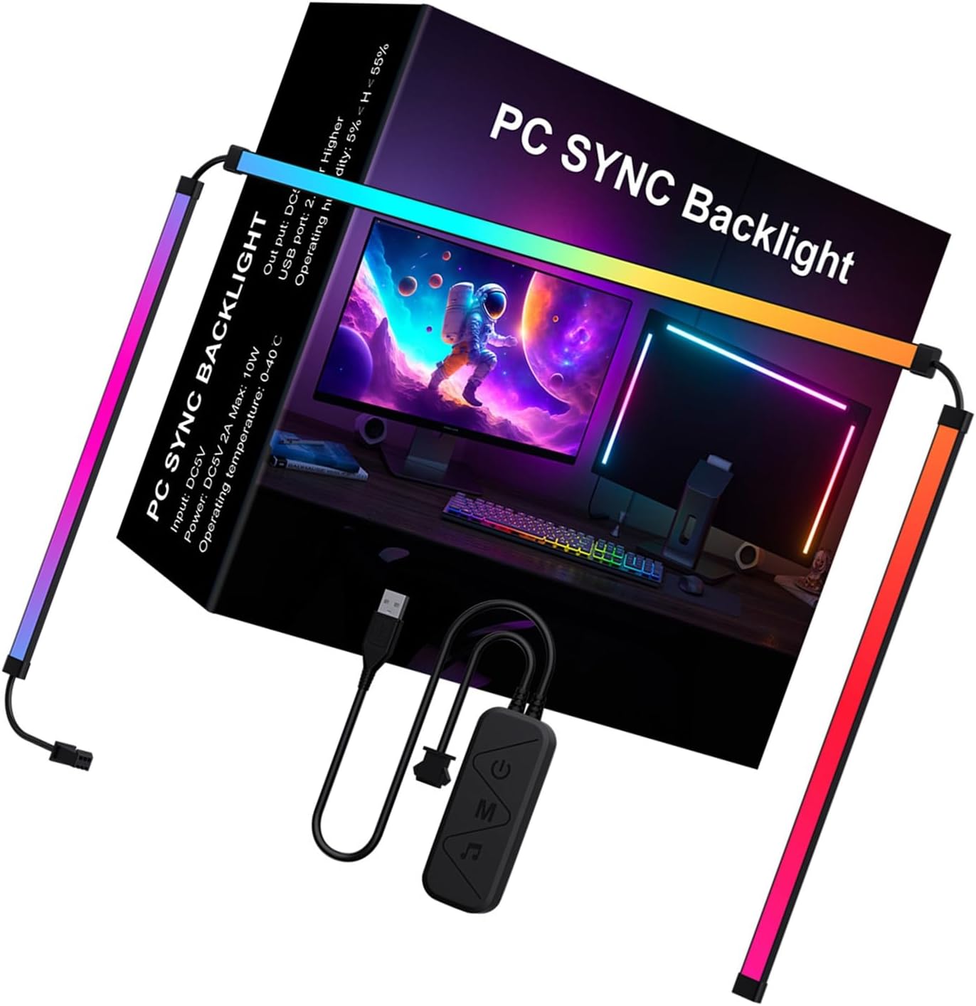 Generic RGB LED Light Strip, Smart Music Sync Color Changing Gaming TV Backlight, with Real Time Display Sync and Dynamic Lighting Effects, for PC Room Monitor Desk Home Theater (3