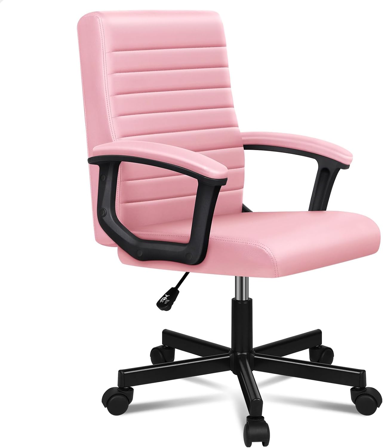 ALFORDSON Office Chair with Height Adjustable Gas Lift, PU Leather Upholstery Home Ergonomic Desk Chair, Padded Computer Chair for Gaming, Max 150kg, Holt Pink